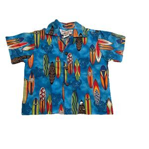 Vintage Pacific Legend Hawaiian Shirt Boys 1T Toddler XS Blue Surf Boards USA